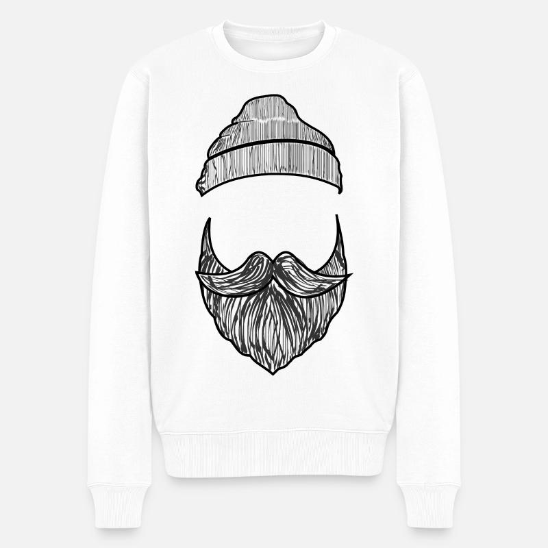 Barbe avec bonnet - Pull Premium bio Homme - blanc
