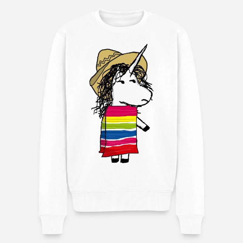 Mexikanisches Einhorn - Männer Premium Bio Pullover - Weiß