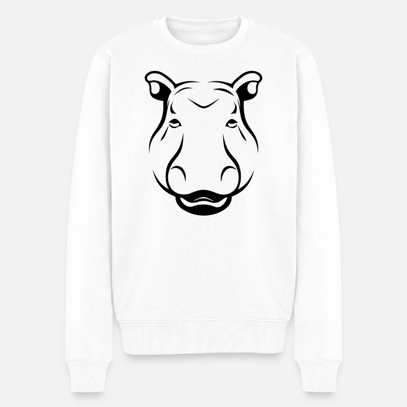 Nilpferd - Männer Premium Bio Pullover - Weiß