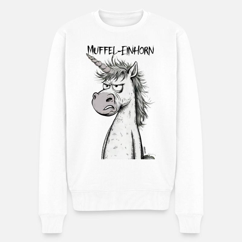 Muffel-Einhorn - Männer Premium Bio Pullover - Weiß