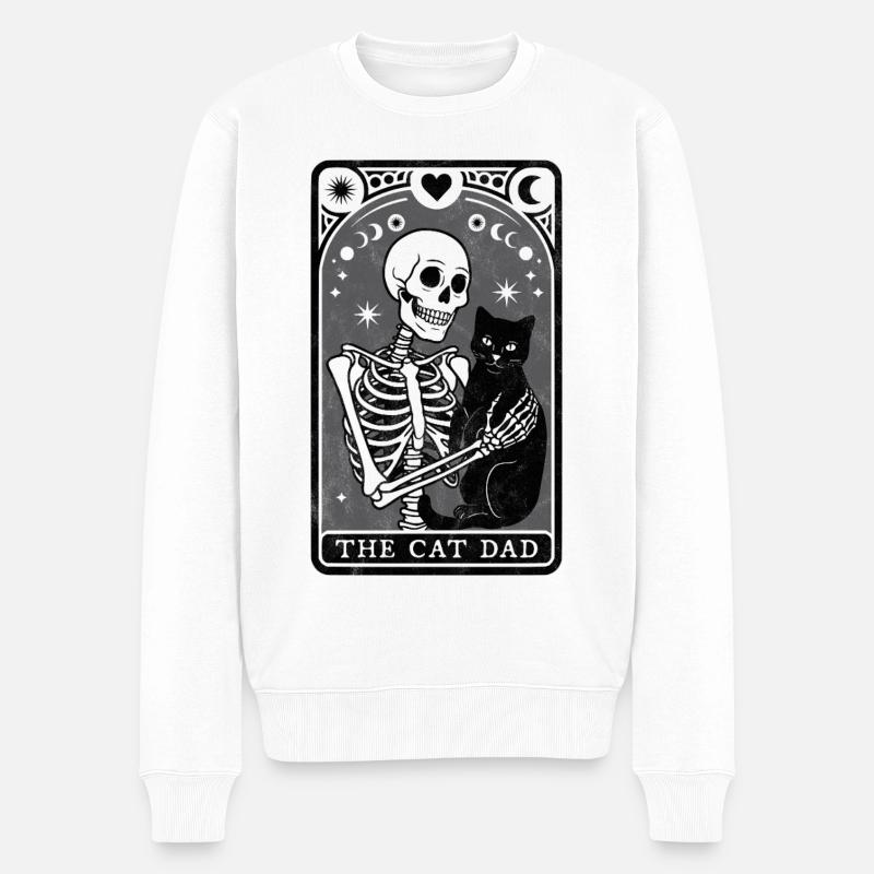 Tarot Katze Papa - Männer Premium Bio Pullover - Weiß