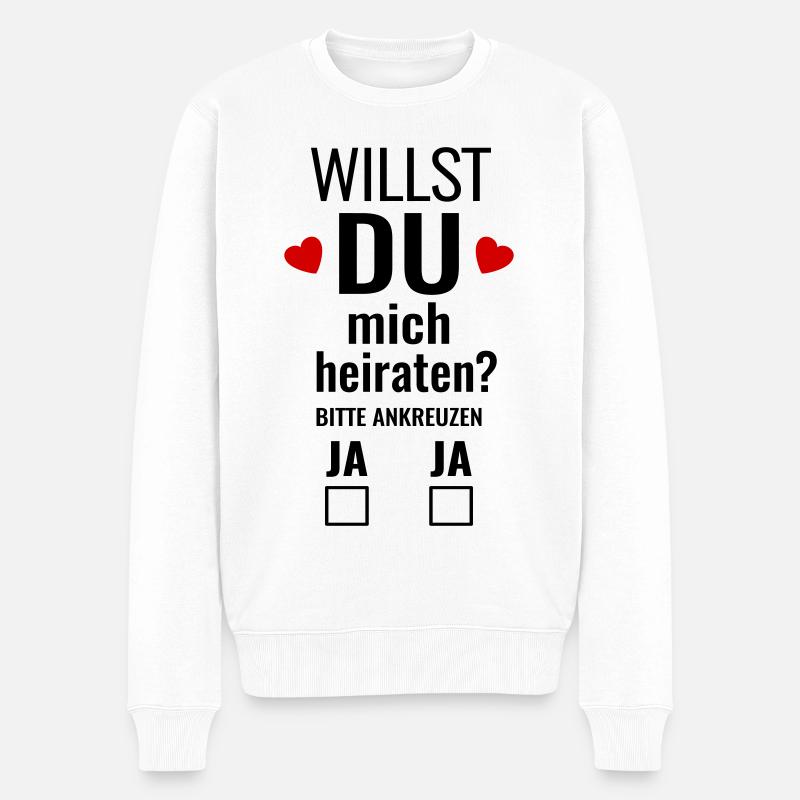 Heiratsantrag Idee lustig heiraten Heirat Hochzeit - Männer Premium Bio Pullover - Weiß
