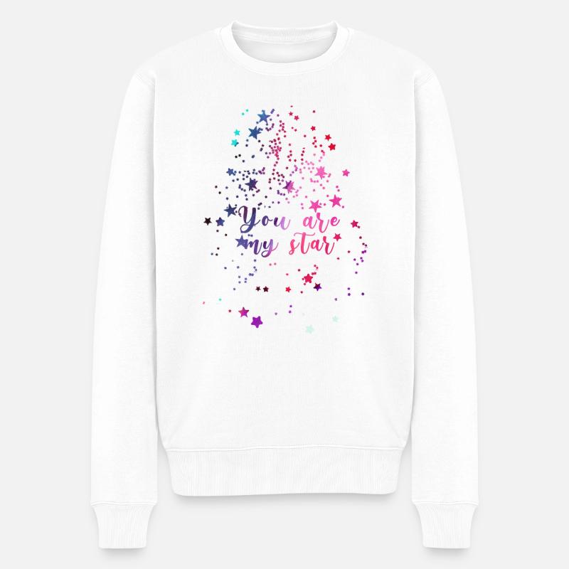 étoiles, étoiles blanches, tu es mon étoile, étoile, colorée - Pull Premium bio Homme - blanc