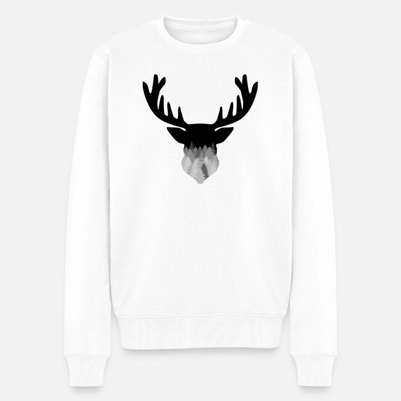 Waldhirsch - Männer Premium Bio Pullover - Weiß