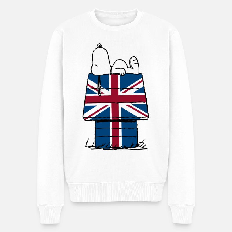 Peanuts Snoopy Großbritannien England Flagge - Männer Premium Bio Pullover - Weiß