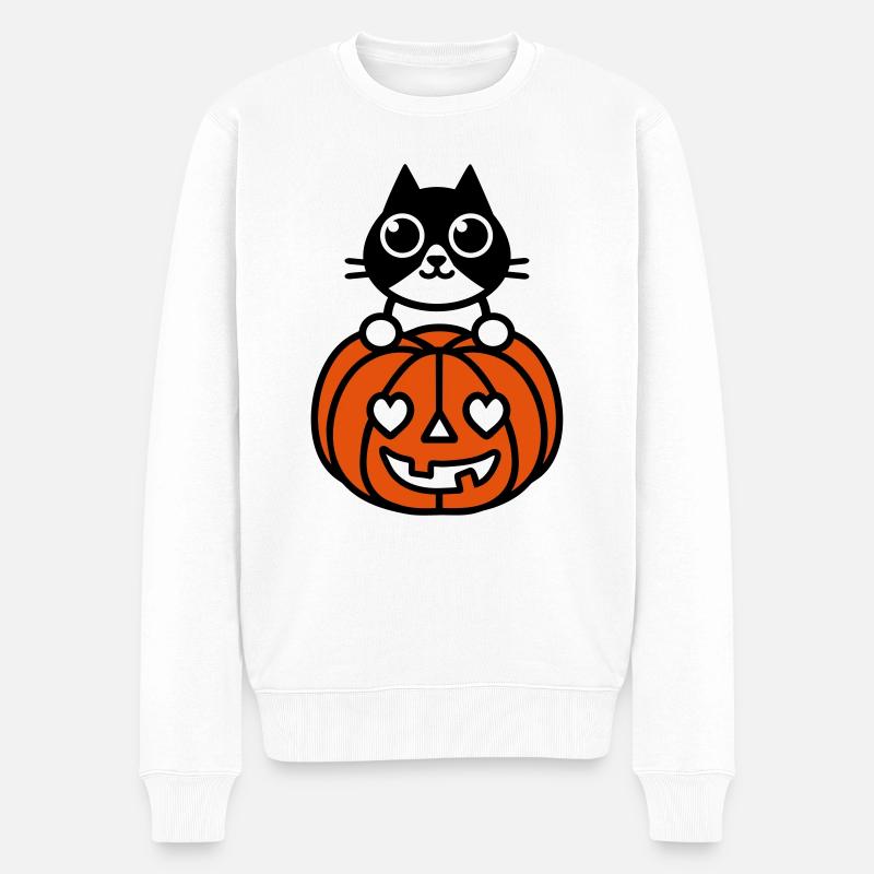 Chat & Citrouille - Pull Premium bio Homme - blanc