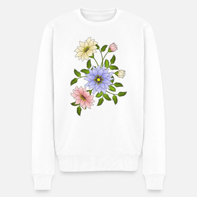 Blumen - Männer Premium Bio Pullover - Weiß