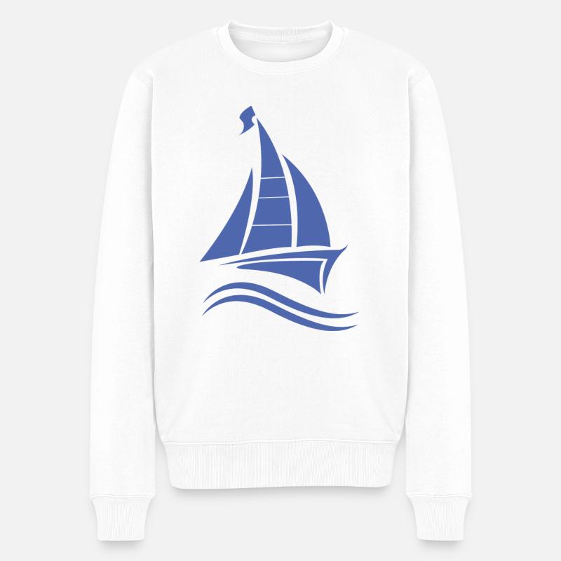 Segeln Segelboot Segelschein - Männer Premium Bio Pullover - Weiß