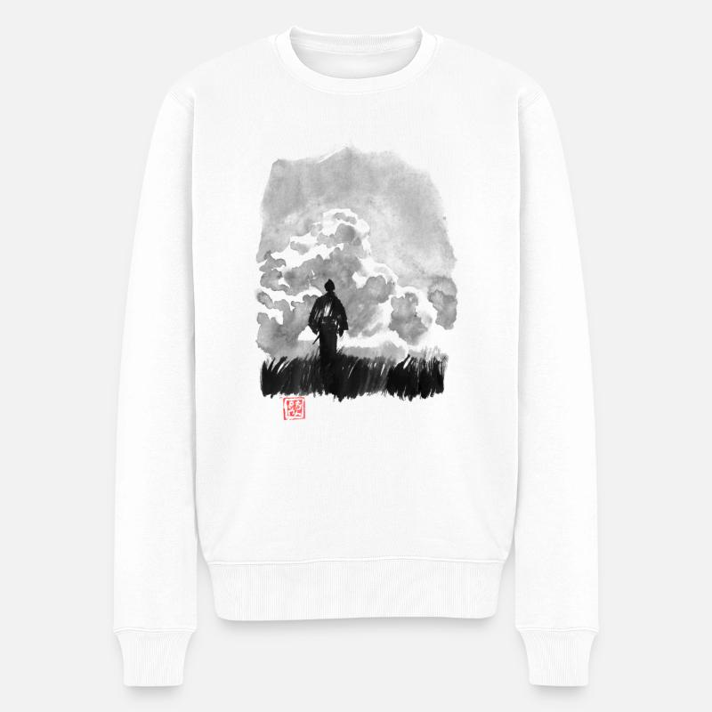 walking samurai in the prairy - Pull Premium bio Homme - blanc