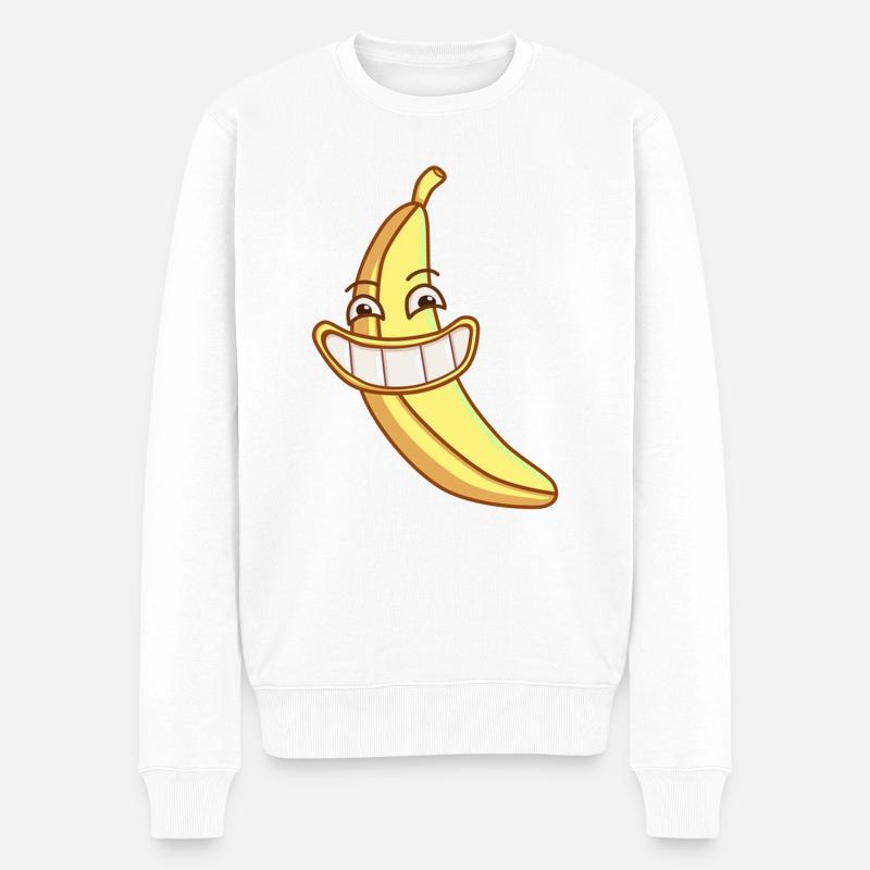 Funny Banane - Männer Premium Bio Pullover - Weiß