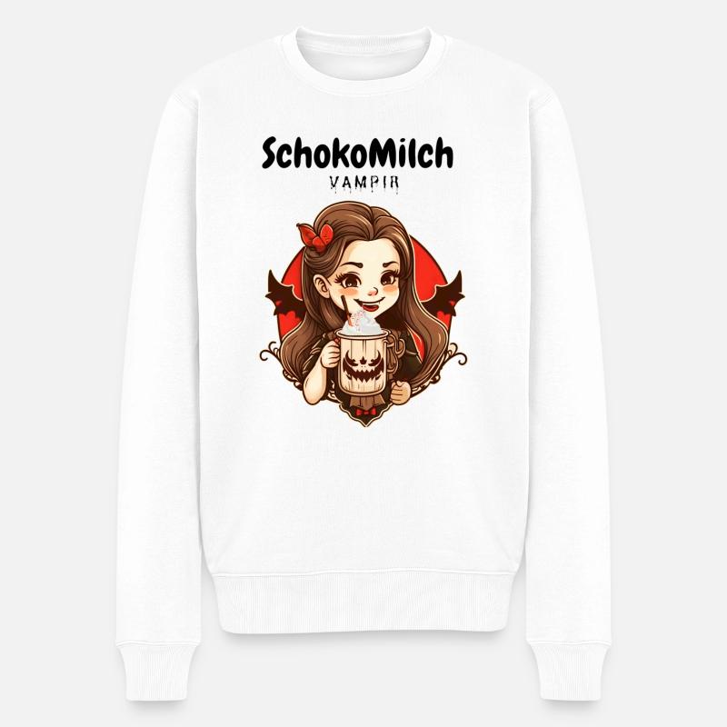 Schokomilchvampir - Männer Premium Bio Pullover - Weiß