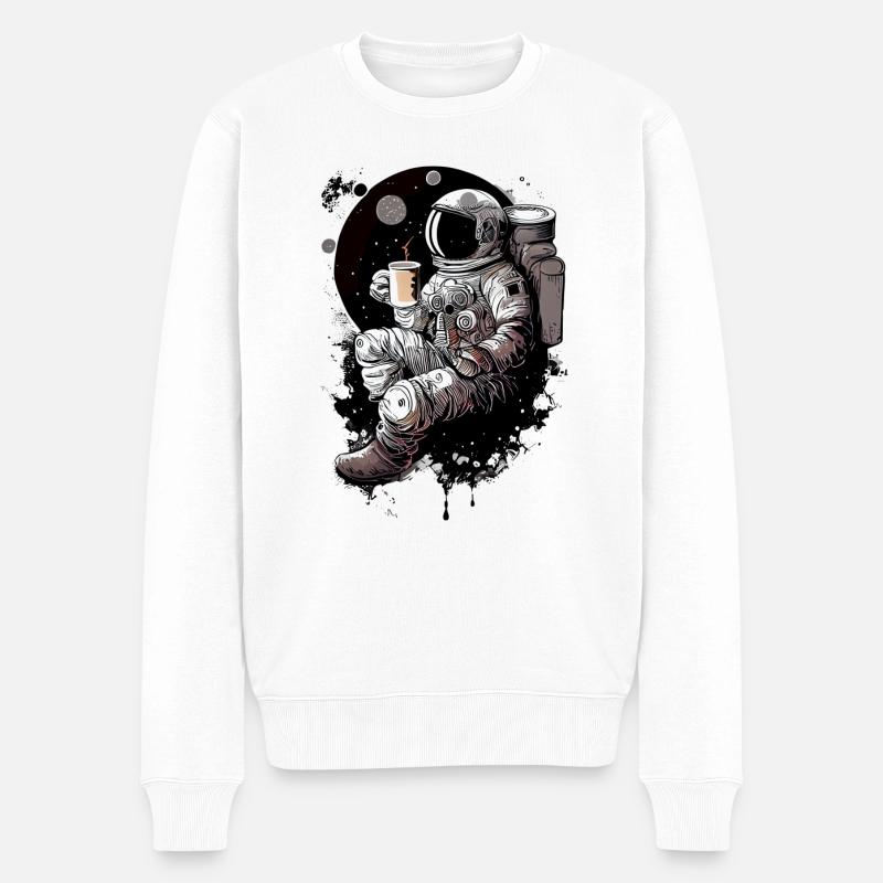 Astronaut auf dem Mond - Männer Premium Bio Pullover - Weiß