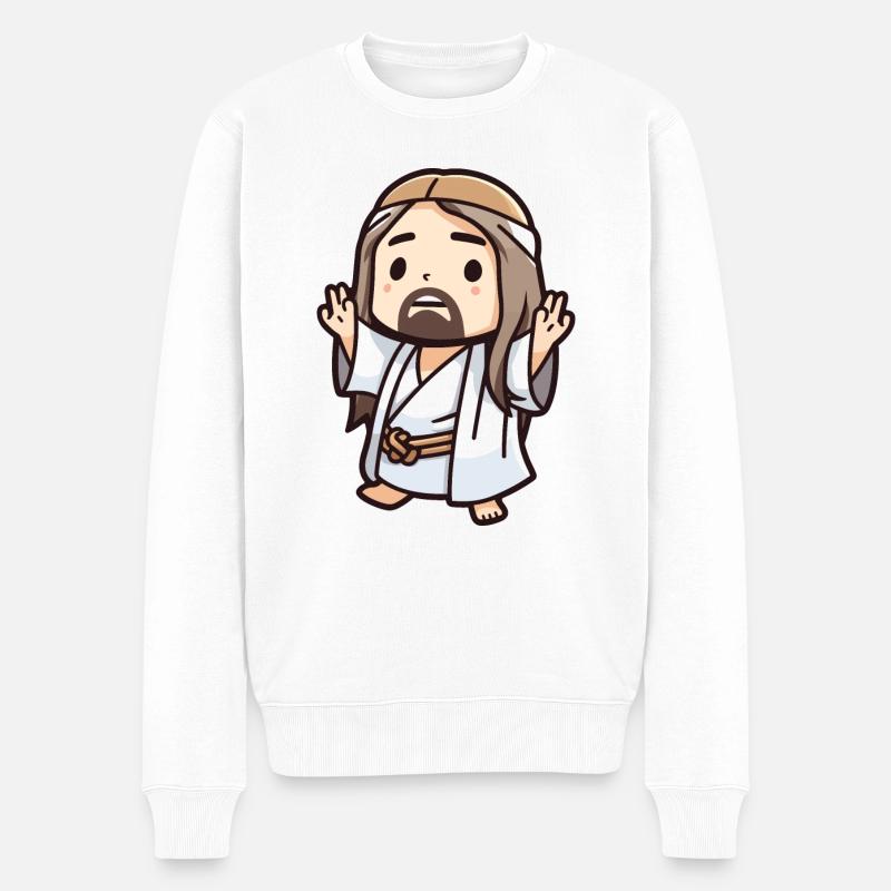 Kawaii Jesus - Männer Premium Bio Pullover - Weiß