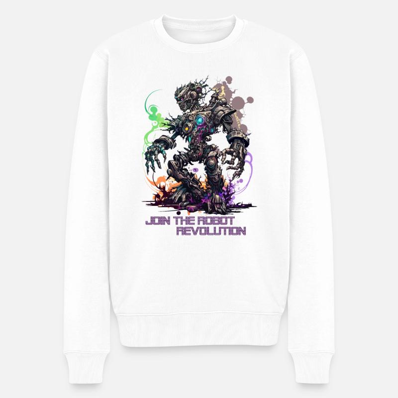 Schließen Sie sich der Roboterrevolution an! - Männer Premium Bio Pullover - Weiß
