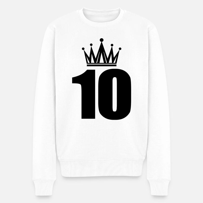 10 - Männer Premium Bio Pullover - Weiß