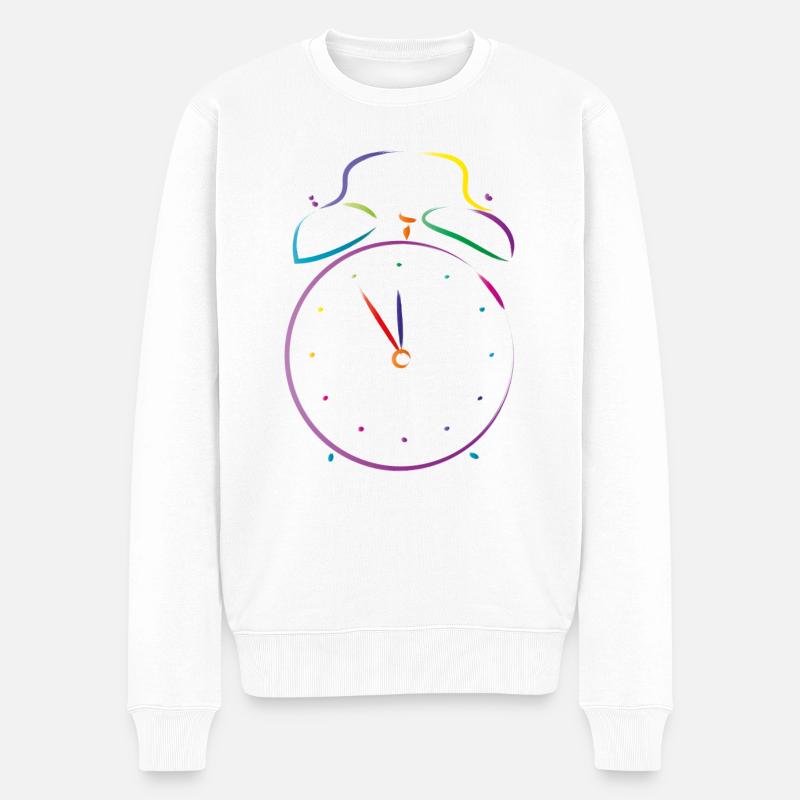 wecker uhr - Männer Premium Bio Pullover - Weiß