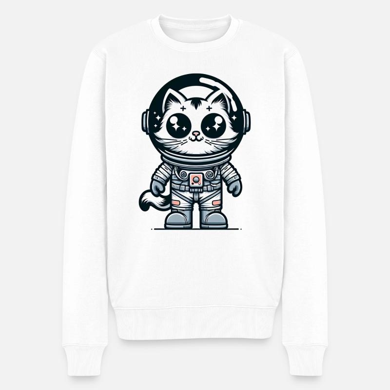 Chat Astronaute Mignon - Pull Premium bio Homme - blanc
