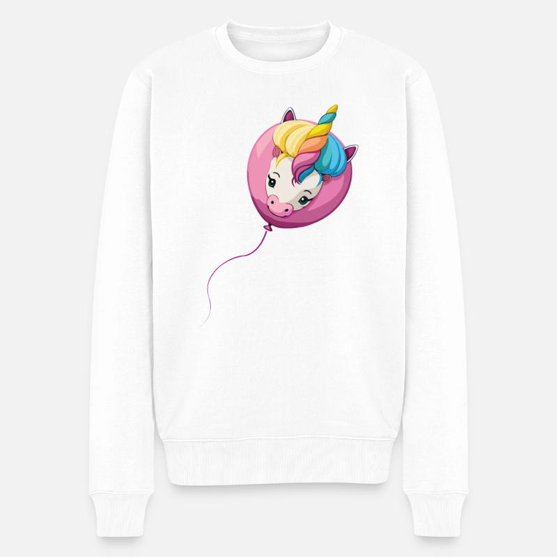 Einhorn Ballon - Männer Premium Bio Pullover - Weiß