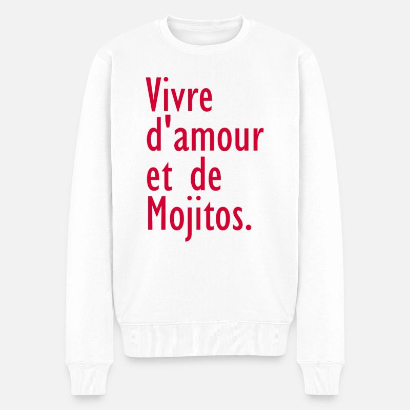 Leben von Liebe und Mojitos - Männer Premium Bio Pullover - Weiß