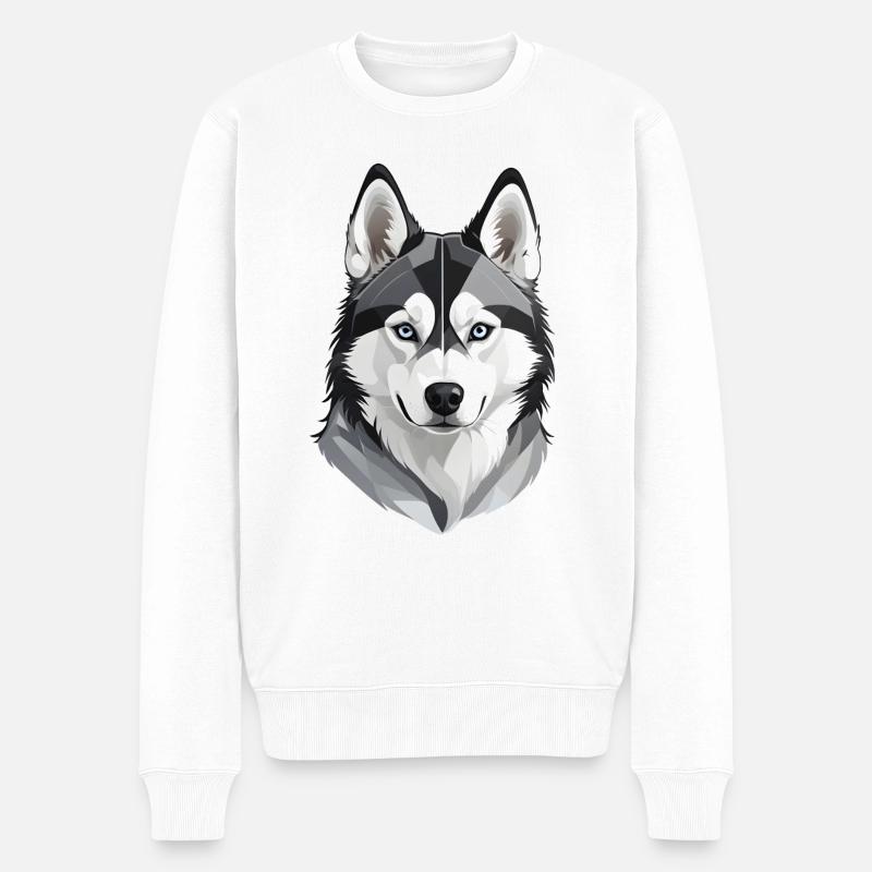 Tête de husky mignonne - Pull Premium bio Homme - blanc