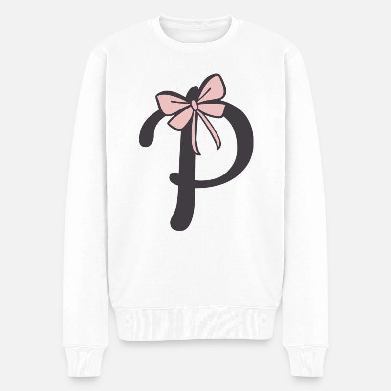 Lettre initiale P Ruban - Pull Premium bio Homme - blanc