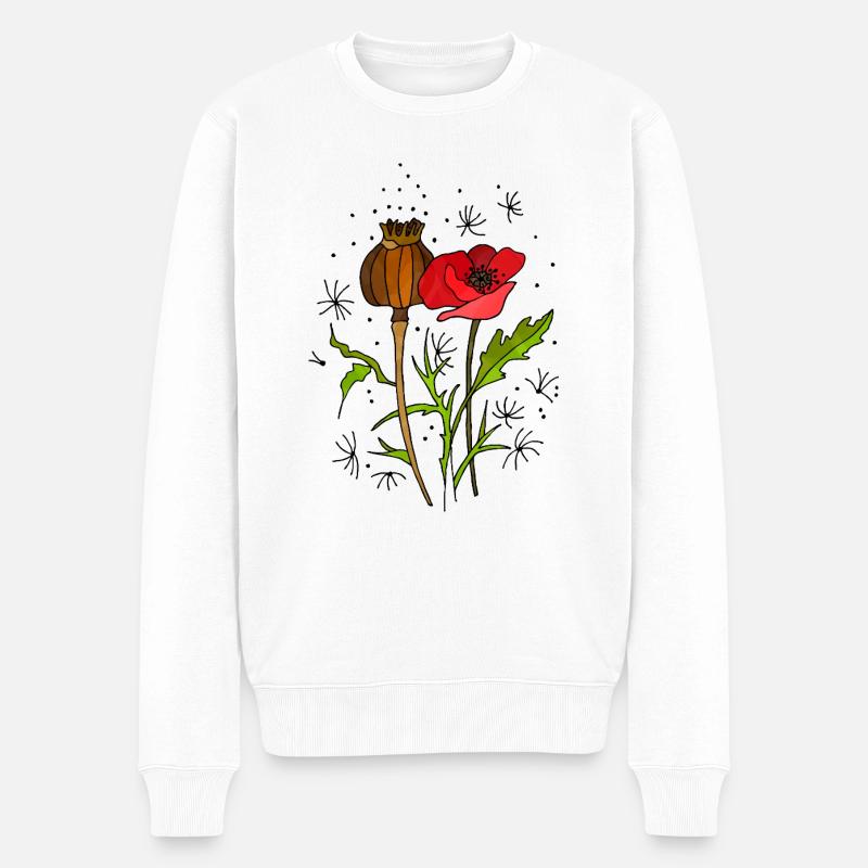 Blumen - Männer Premium Bio Pullover - Weiß