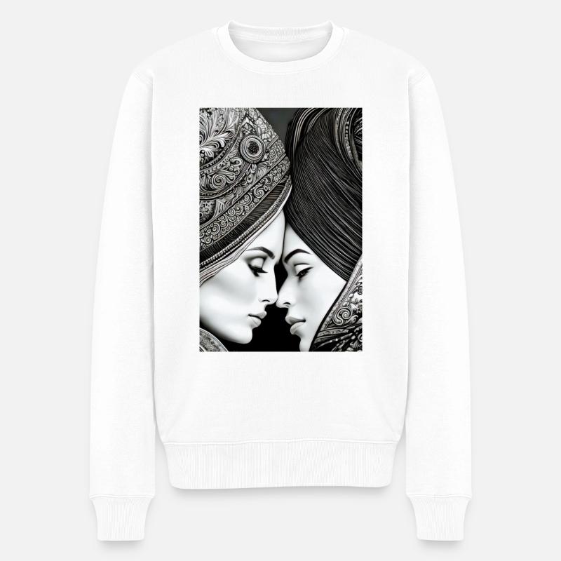 Liebe Frauen Lesbisch - Männer Premium Bio Pullover - Weiß
