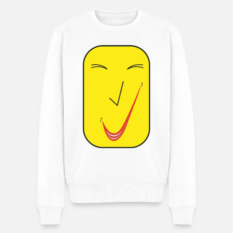 Feines Lächeln SQ. - Männer Premium Bio Pullover - Weiß