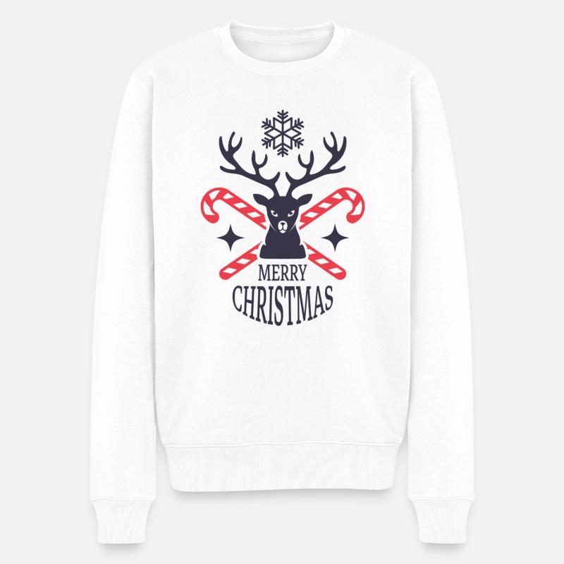 Frohe Weihnachten - Männer Premium Bio Pullover - Weiß