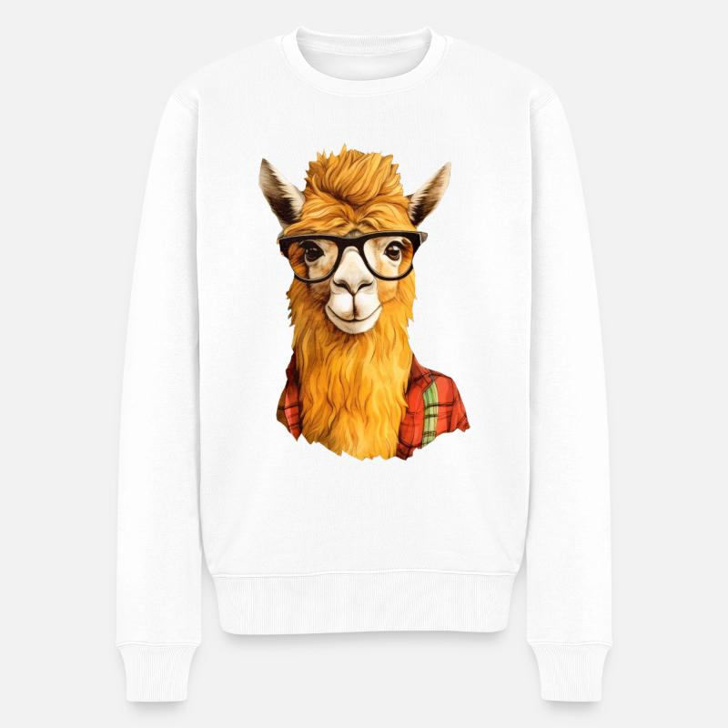 Lama-Liebhaber #lama - Männer Premium Bio Pullover - Weiß