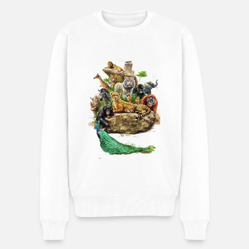 Animaux de zoo animaux design - Pull Premium bio Homme - blanc