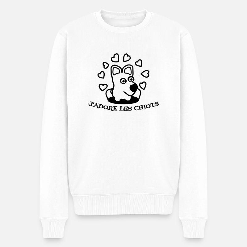 j'adore les chiots - Pull Premium bio Homme - blanc
