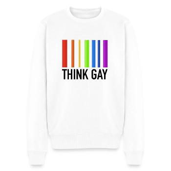 Gay Thought - Men's Premium Organic Jumper - white - Front - Thijin (182cm)