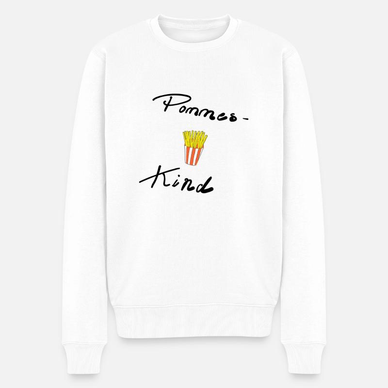 Pommes-Kind - Männer Premium Bio Pullover - Weiß