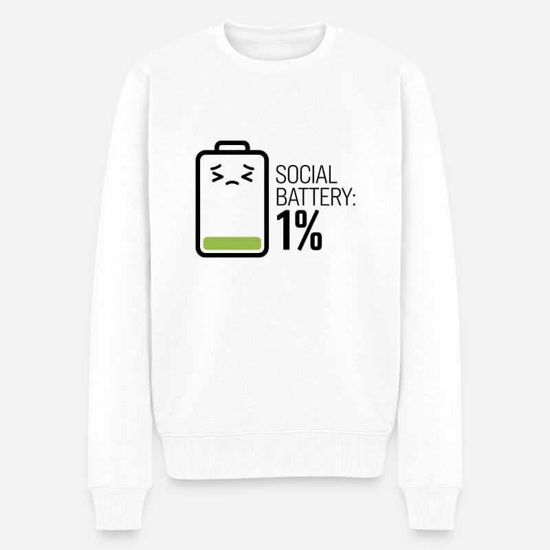 Soziale Batterie: 1% - Männer Premium Bio Pullover - Weiß