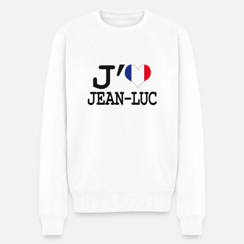 Ich liebe jean-luc - Männer Premium Bio Pullover - Weiß