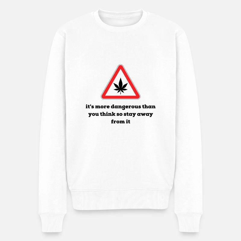 Weed Gras Kiffen Verbot Danger - Männer Premium Bio Pullover - Weiß