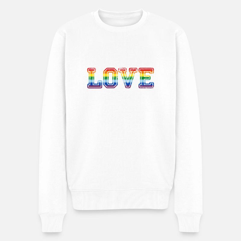 Love - Männer Premium Bio Pullover - Weiß