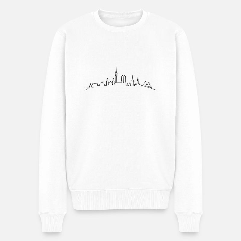 Skyline München Linie - Männer Premium Bio Pullover - Weiß