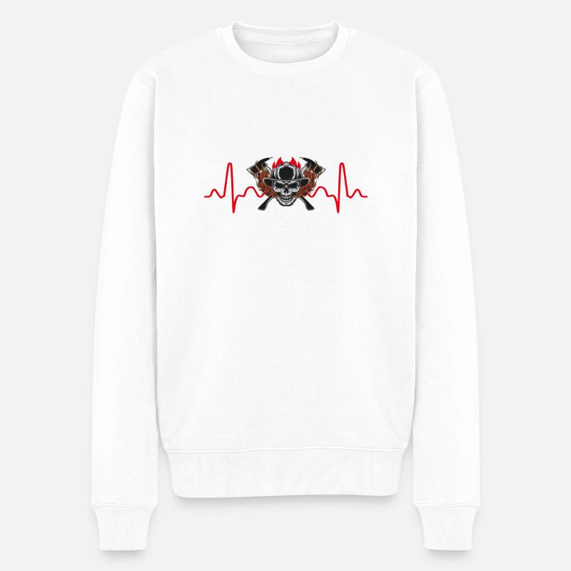 Firefighter Heartbeat - Pull Premium bio Homme - blanc
