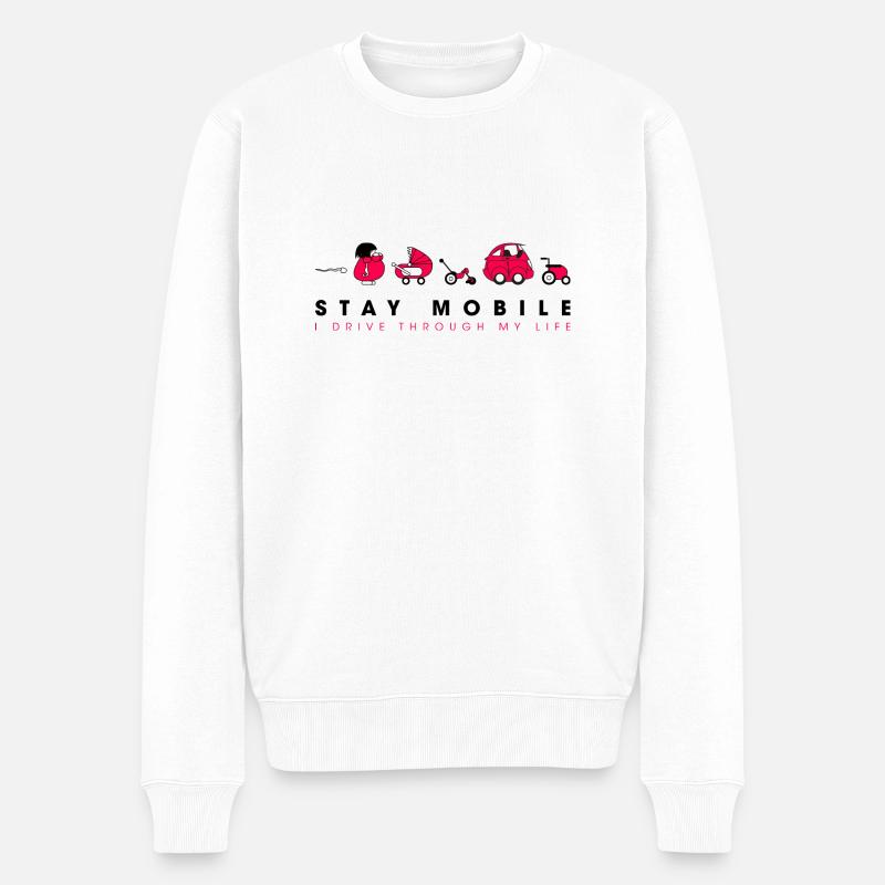 stay mobile - Männer Premium Bio Pullover - Weiß