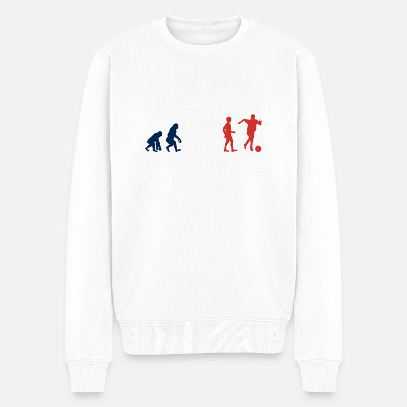 Fußball Frankreich Evolution Fußballer - Männer Premium Bio Pullover - Weiß