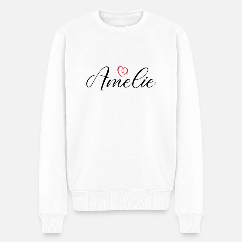 Amélie Nom Coeur - Pull Premium bio Homme - blanc