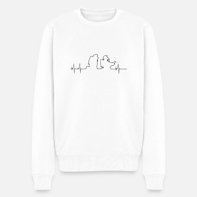 Heartbeat Firefighter - Männer Premium Bio Pullover - Weiß
