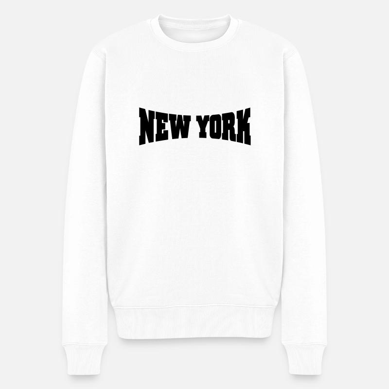 New York - Männer Premium Bio Pullover - Weiß
