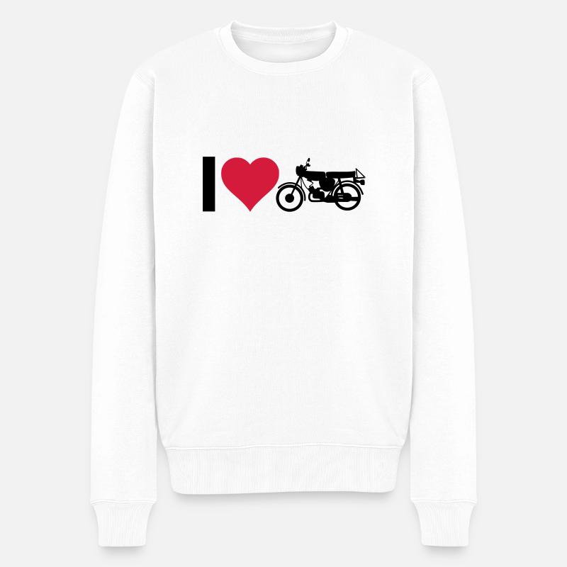 Herz Moped - Männer Premium Bio Pullover - Weiß