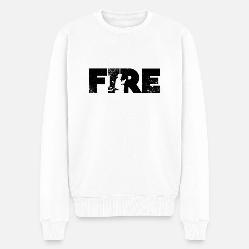 Firefighter In Action - Männer Premium Bio Pullover - Weiß