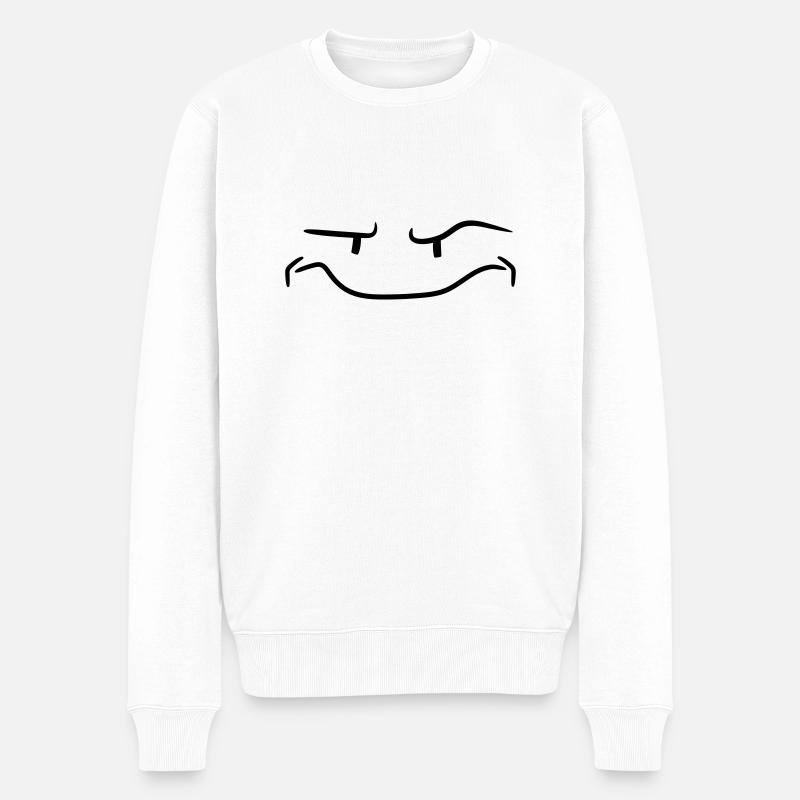lustiges gesicht monster skeptisch cool comic cart - Männer Premium Bio Pullover - Weiß