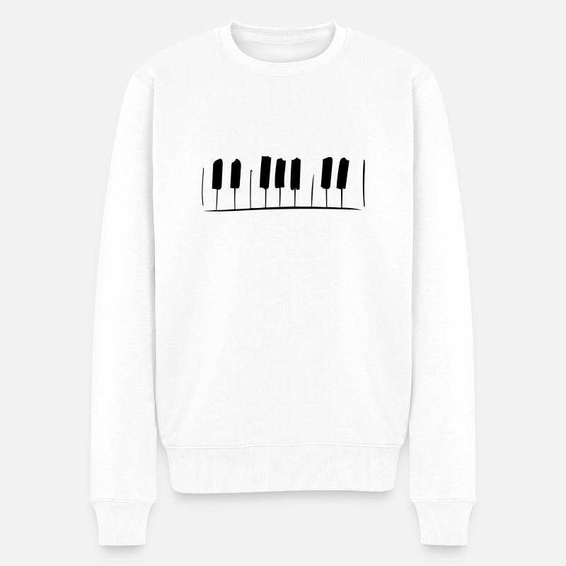 Piano Tasten Line Art - Minimalistisch - Männer Premium Bio Pullover - Weiß