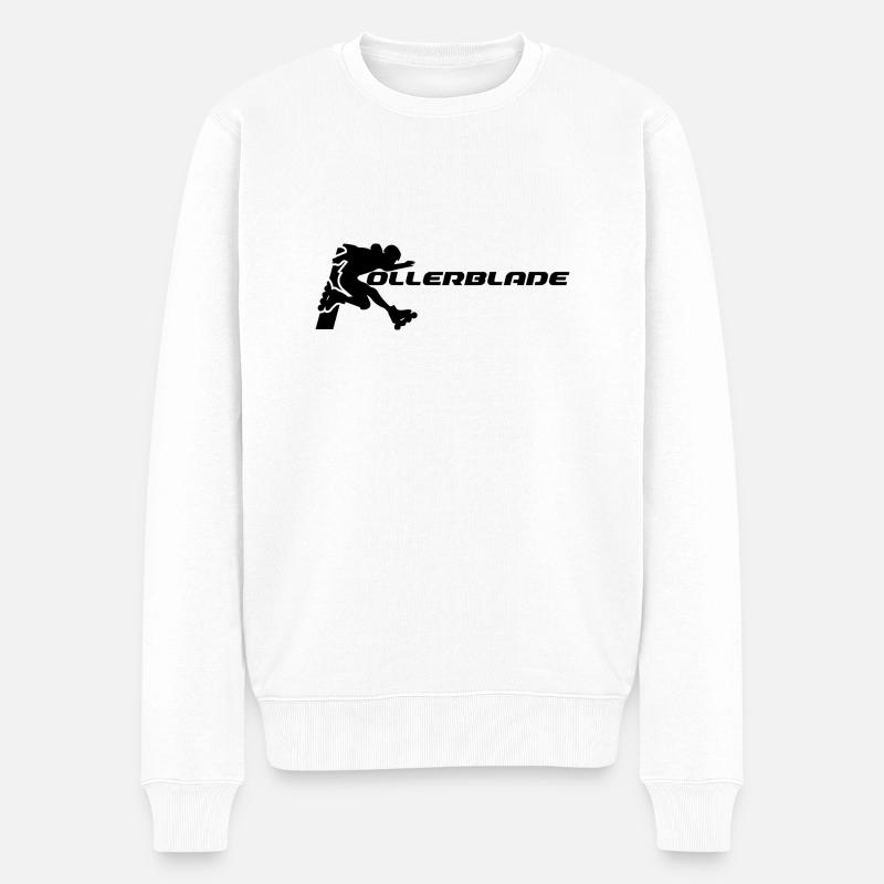 rollerblader silhouette schwarz - Männer Premium Bio Pullover - Weiß